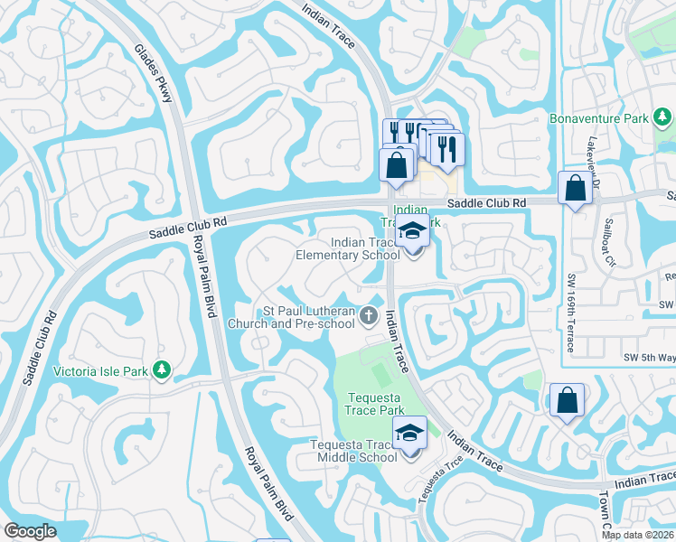 map of restaurants, bars, coffee shops, grocery stores, and more near 495 Sabal Way in Weston