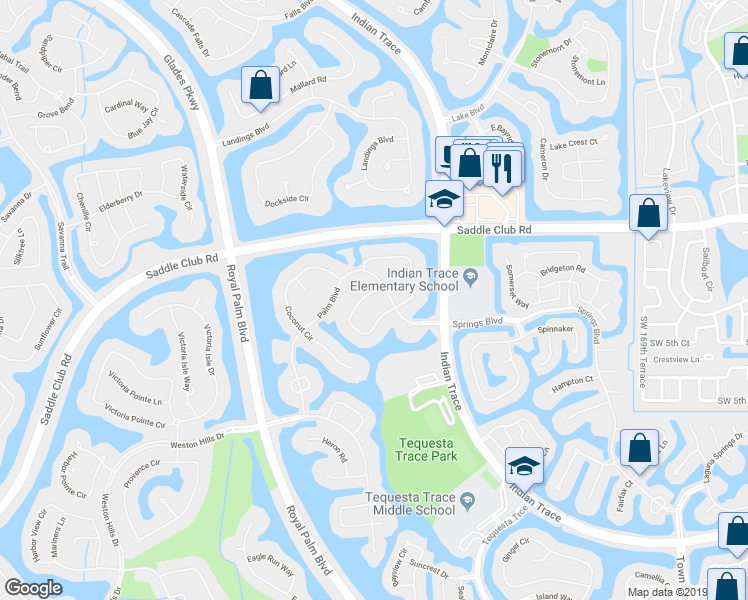 map of restaurants, bars, coffee shops, grocery stores, and more near 495 Sabal Way in Weston