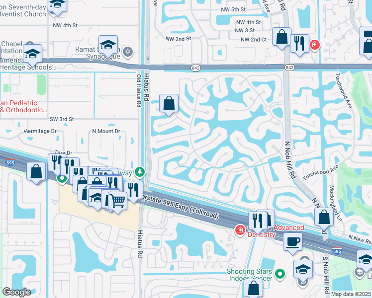 map of restaurants, bars, coffee shops, grocery stores, and more near 10888 Whitehawk Street in Plantation