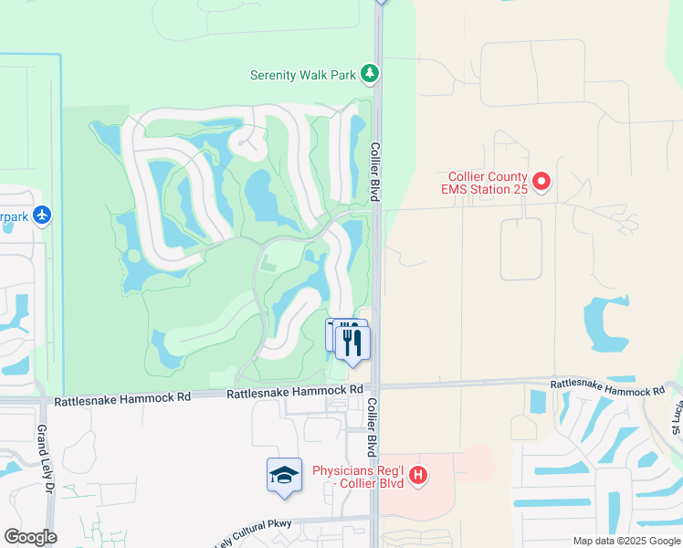 map of restaurants, bars, coffee shops, grocery stores, and more near 4755 Shinnecock Hills Court in Naples
