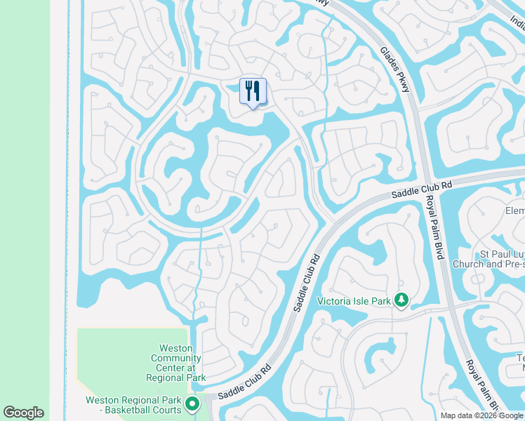 map of restaurants, bars, coffee shops, grocery stores, and more near 966 Bluewood Terrace in Weston