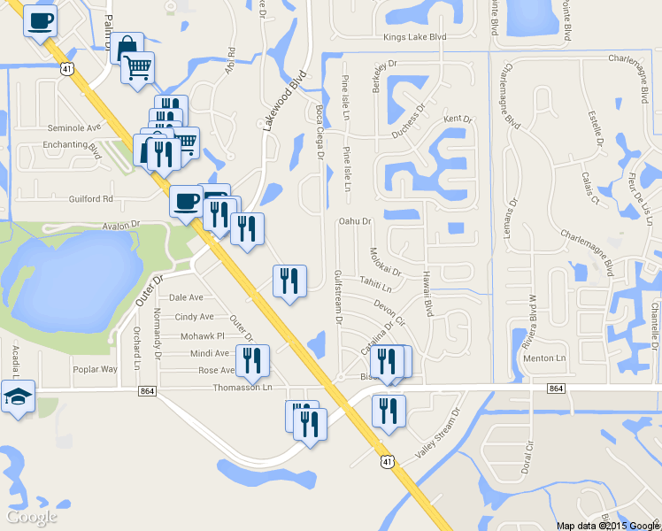 map of restaurants, bars, coffee shops, grocery stores, and more near 4240 Gulfstream Drive in Naples