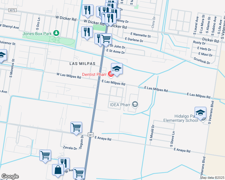 map of restaurants, bars, coffee shops, grocery stores, and more near 8404 South Campeche Drive in Pharr