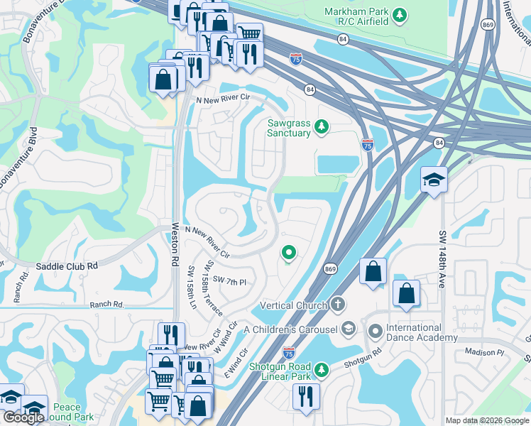 map of restaurants, bars, coffee shops, grocery stores, and more near 410 Lakeside Circle in Sunrise