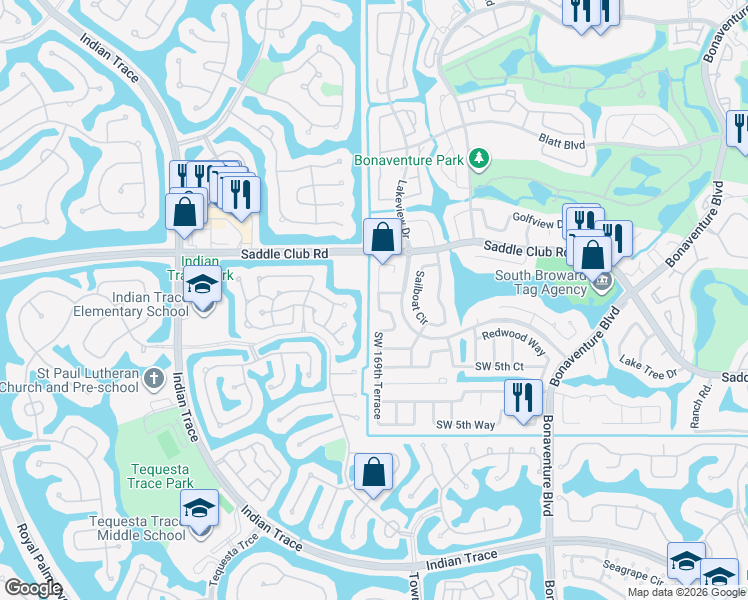 map of restaurants, bars, coffee shops, grocery stores, and more near 606 Bridgeton Road in Weston