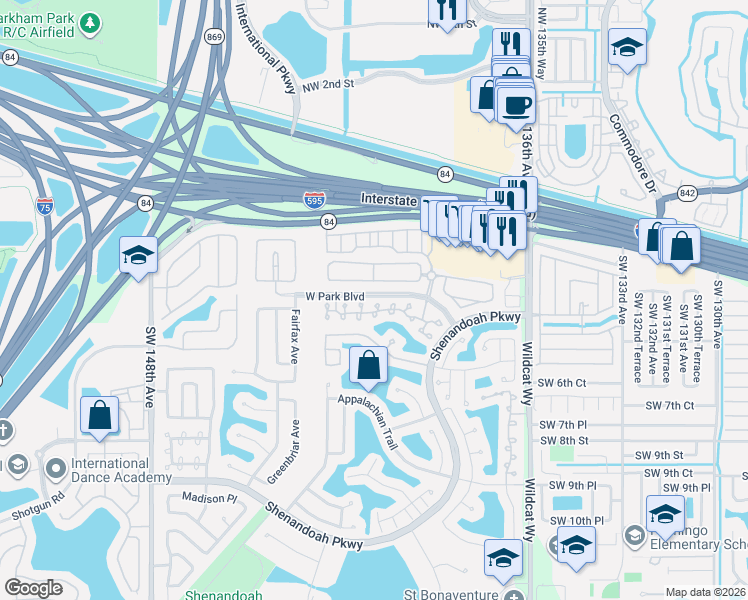 map of restaurants, bars, coffee shops, grocery stores, and more near 14025 Langley Place in Davie