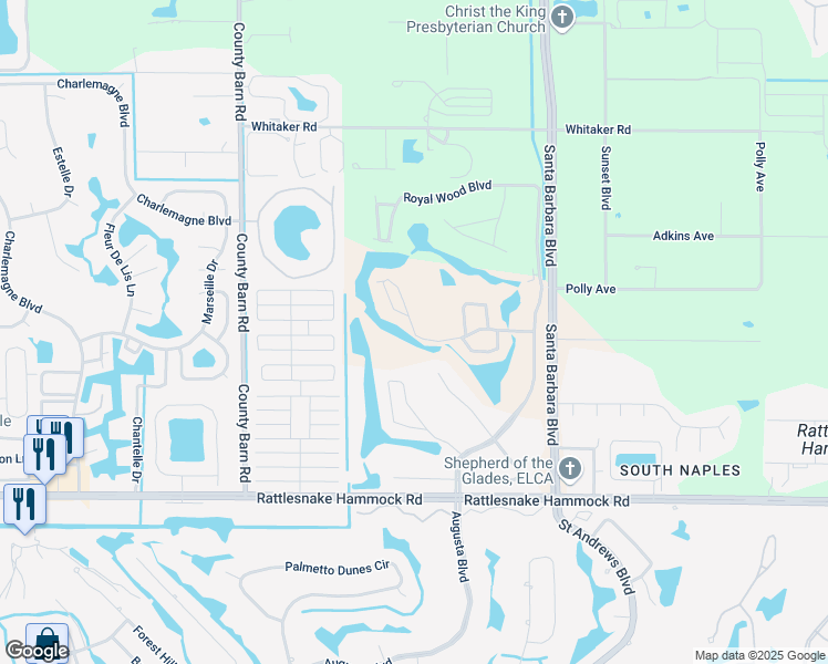 map of restaurants, bars, coffee shops, grocery stores, and more near 5845-5875 Cobblestone Lane in Naples
