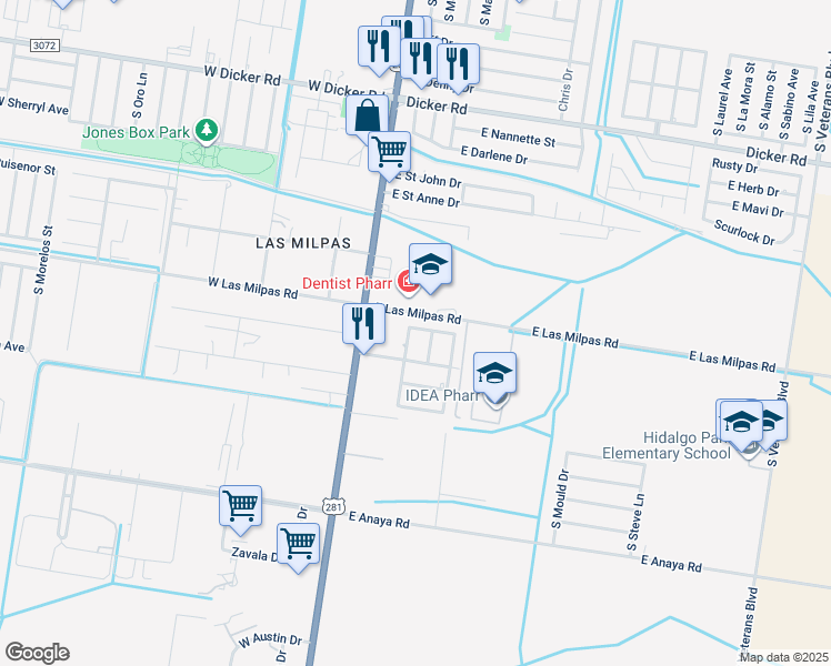 map of restaurants, bars, coffee shops, grocery stores, and more near 8404 South Campeche Drive in Pharr