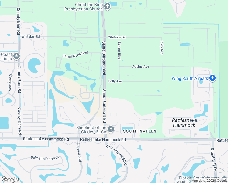 map of restaurants, bars, coffee shops, grocery stores, and more near 6050 Everett Street in Naples