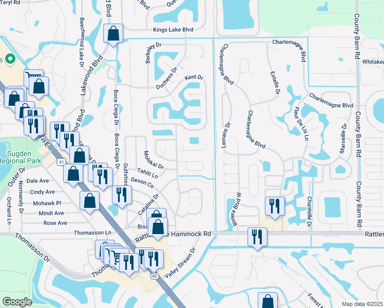 map of restaurants, bars, coffee shops, grocery stores, and more near 6160 Woodstone Drive in Naples