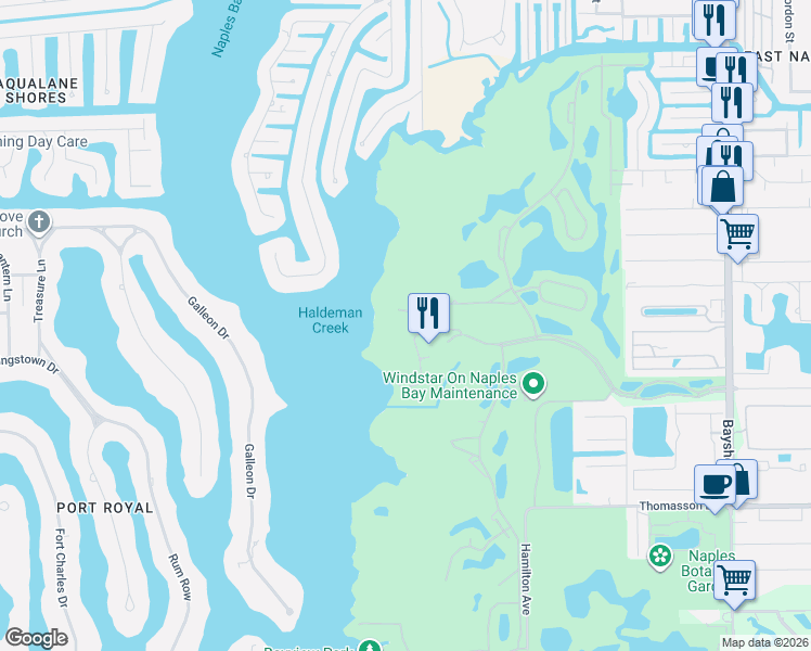 map of restaurants, bars, coffee shops, grocery stores, and more near 1616 Star Point Lane in Naples