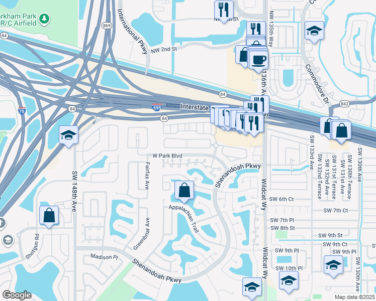 map of restaurants, bars, coffee shops, grocery stores, and more near 14025 Langley Place in Davie