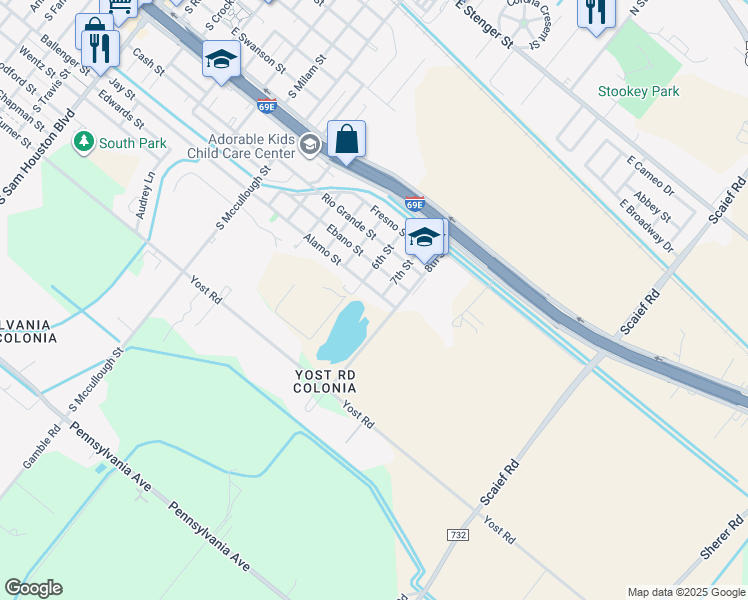 map of restaurants, bars, coffee shops, grocery stores, and more near 1440 Alamo Street in San Benito