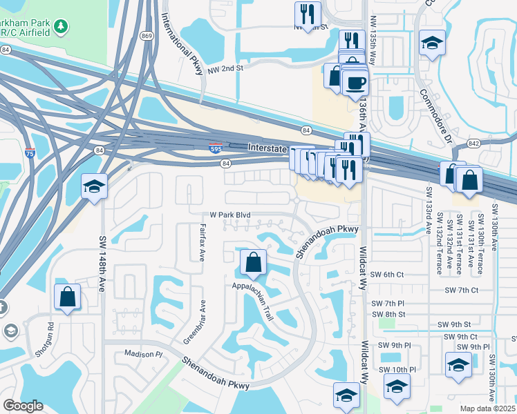 map of restaurants, bars, coffee shops, grocery stores, and more near 14025 Langley Place in Davie