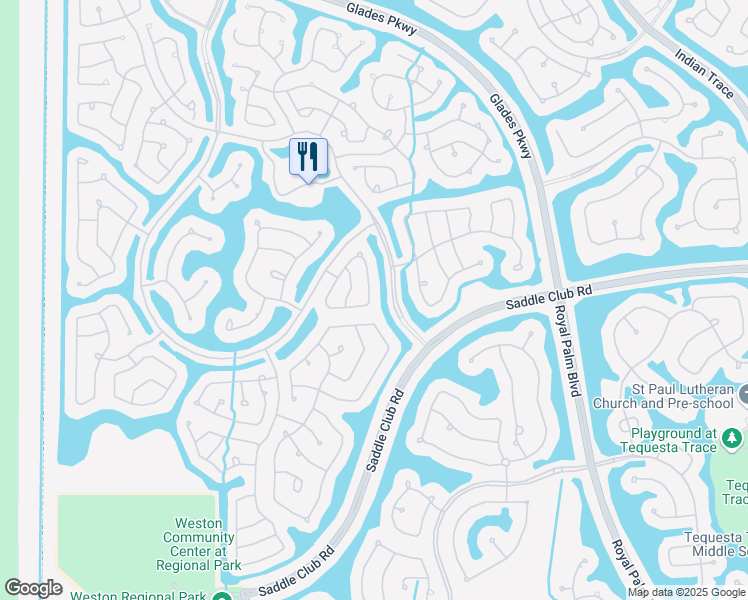 map of restaurants, bars, coffee shops, grocery stores, and more near 1010 Bluewood Terrace in Weston