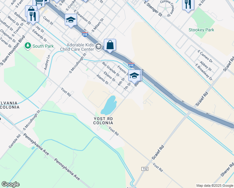 map of restaurants, bars, coffee shops, grocery stores, and more near 1440 Alamo Street in San Benito
