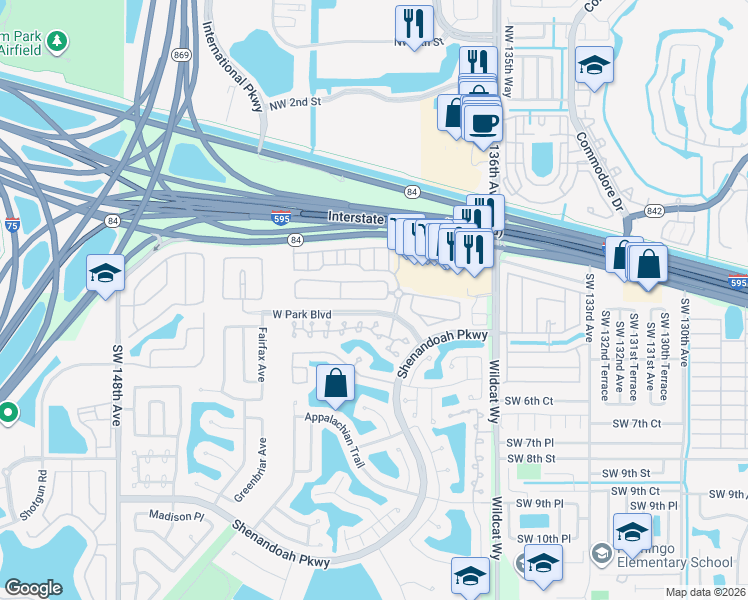 map of restaurants, bars, coffee shops, grocery stores, and more near 13955 Langley Place in Davie
