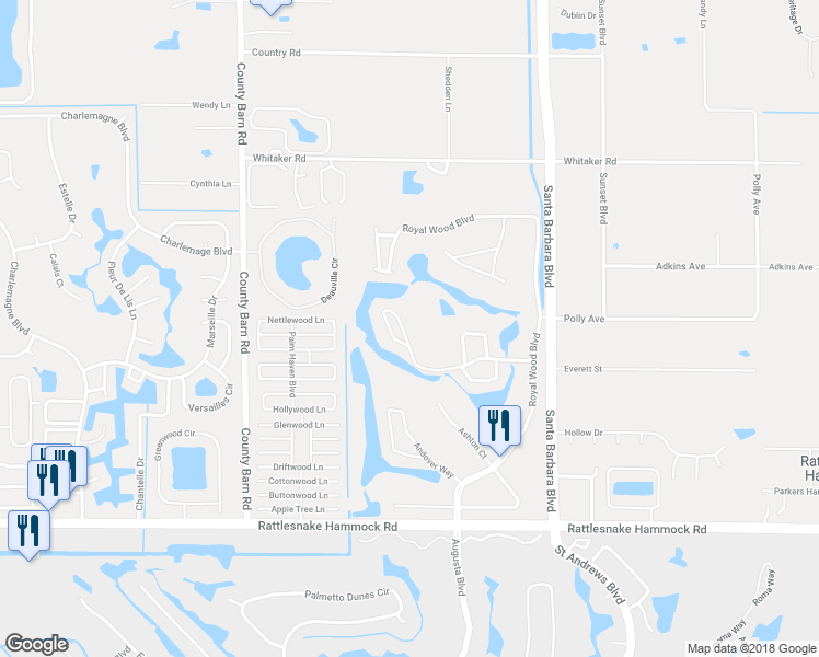 map of restaurants, bars, coffee shops, grocery stores, and more near 5856 Cobblestone Lane in Naples