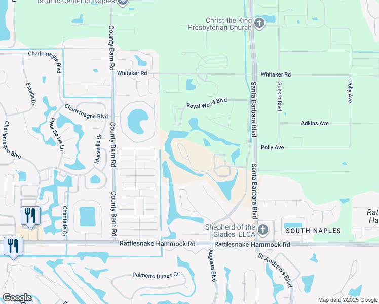 map of restaurants, bars, coffee shops, grocery stores, and more near 5857 Cobblestone Lane in Naples