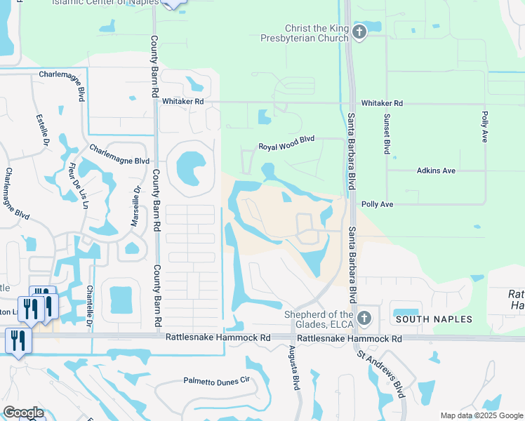 map of restaurants, bars, coffee shops, grocery stores, and more near 5856 Cobblestone Lane in Naples