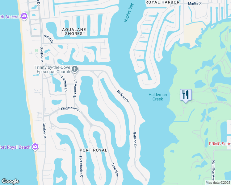 map of restaurants, bars, coffee shops, grocery stores, and more near 1030 Galleon Drive in Naples