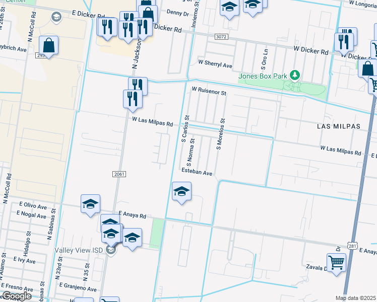 map of restaurants, bars, coffee shops, grocery stores, and more near 8416 South Norma Street in Pharr