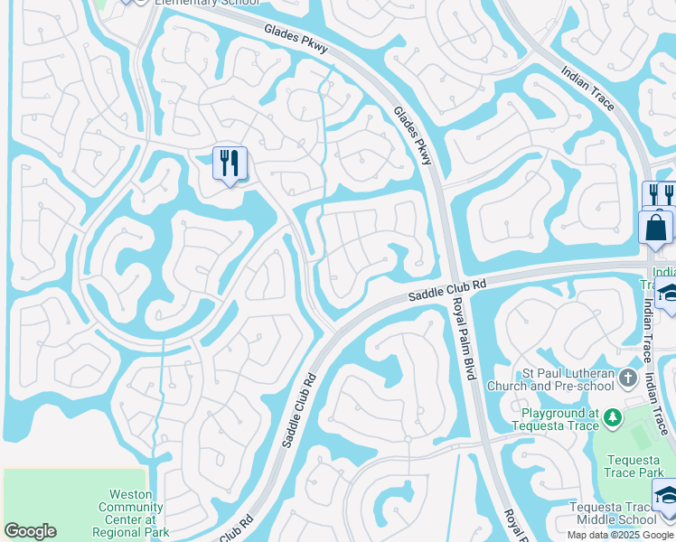 map of restaurants, bars, coffee shops, grocery stores, and more near 1160 Chenille Circle in Weston
