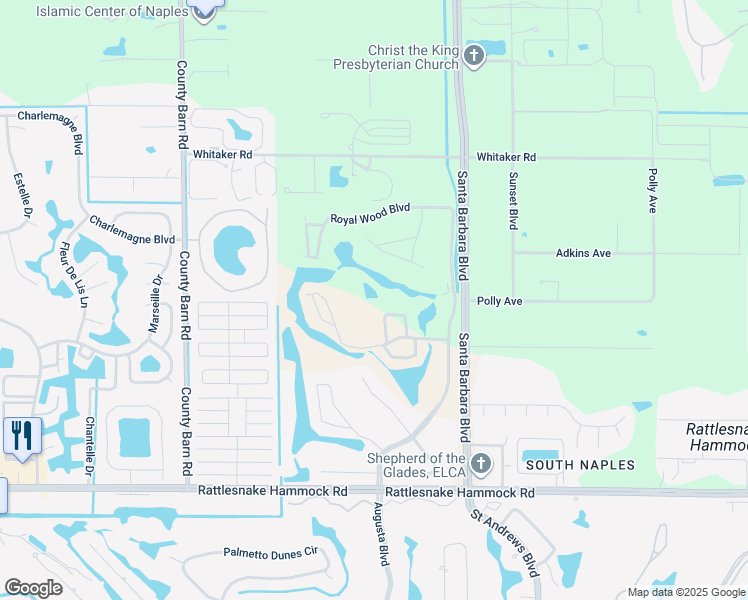 map of restaurants, bars, coffee shops, grocery stores, and more near 5970 Bloomfield Circle in Naples