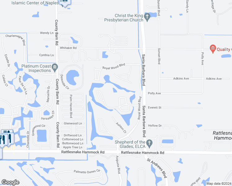 map of restaurants, bars, coffee shops, grocery stores, and more near 5970 Bloomfield Circle in Naples