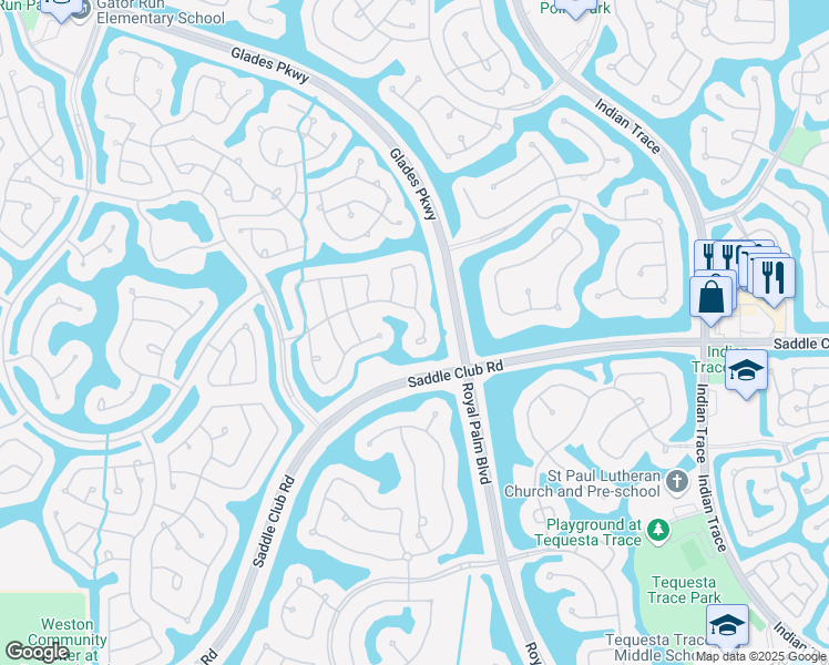 map of restaurants, bars, coffee shops, grocery stores, and more near 1000 Waterside Circle in Weston
