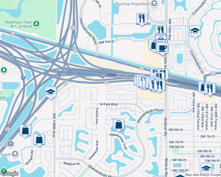 map of restaurants, bars, coffee shops, grocery stores, and more near 14163 North Cypress Cove Circle in Davie