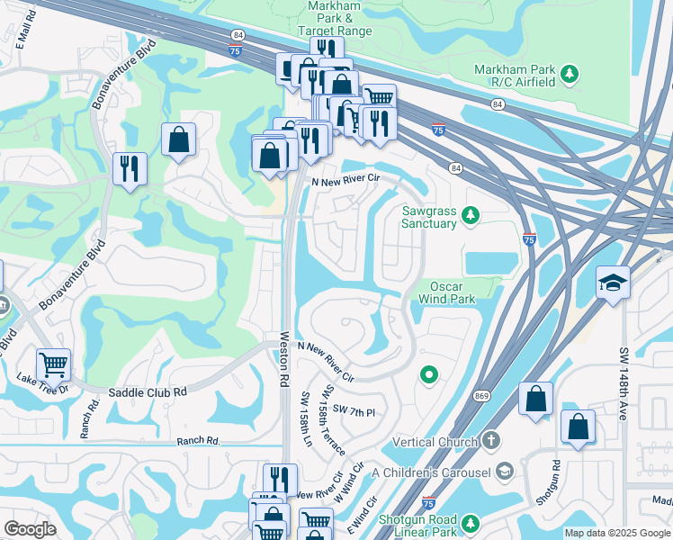 map of restaurants, bars, coffee shops, grocery stores, and more near 503 Lakeside Circle in Sunrise