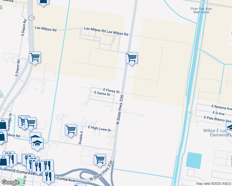 map of restaurants, bars, coffee shops, grocery stores, and more near 2 J&E Street in Hidalgo