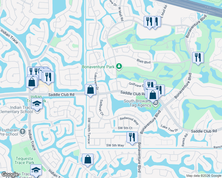 map of restaurants, bars, coffee shops, grocery stores, and more near 693 Racquet Club Road in Weston