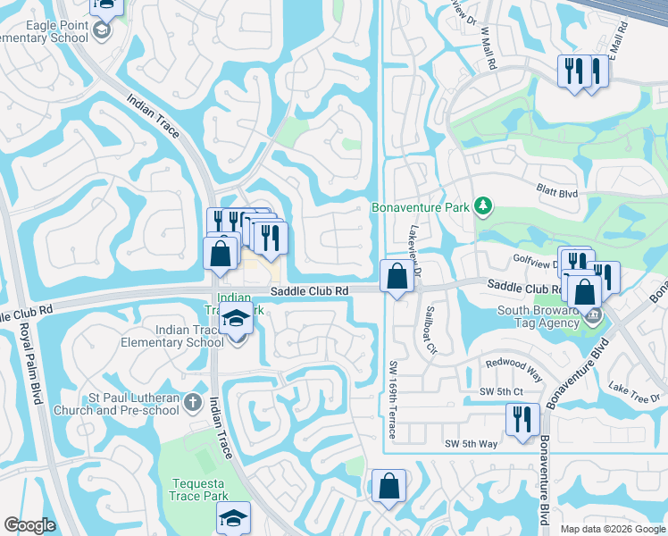 map of restaurants, bars, coffee shops, grocery stores, and more near 140 Cameron Drive in Weston