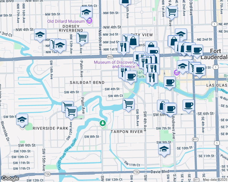 map of restaurants, bars, coffee shops, grocery stores, and more near 400 Charley Avenue in Fort Lauderdale