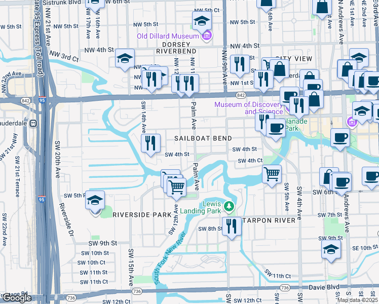 map of restaurants, bars, coffee shops, grocery stores, and more near 316 Seminole Avenue in Fort Lauderdale