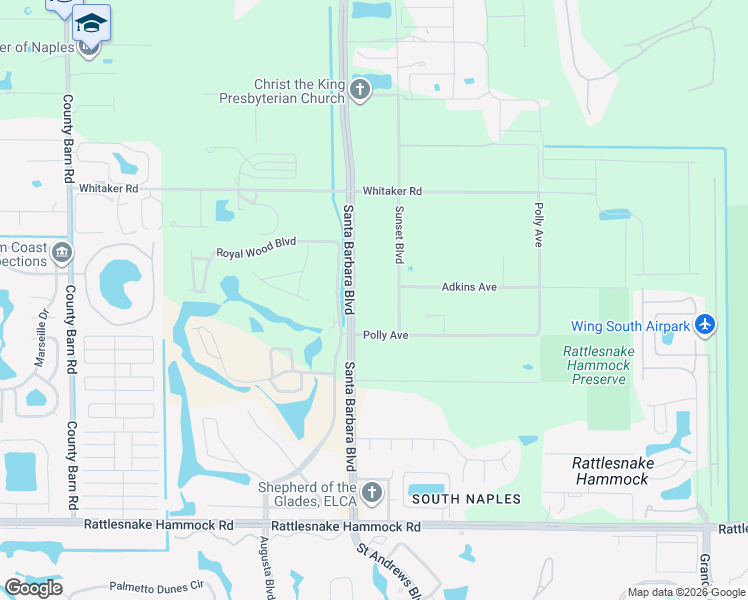 map of restaurants, bars, coffee shops, grocery stores, and more near 4300 Sunset Boulevard in Naples