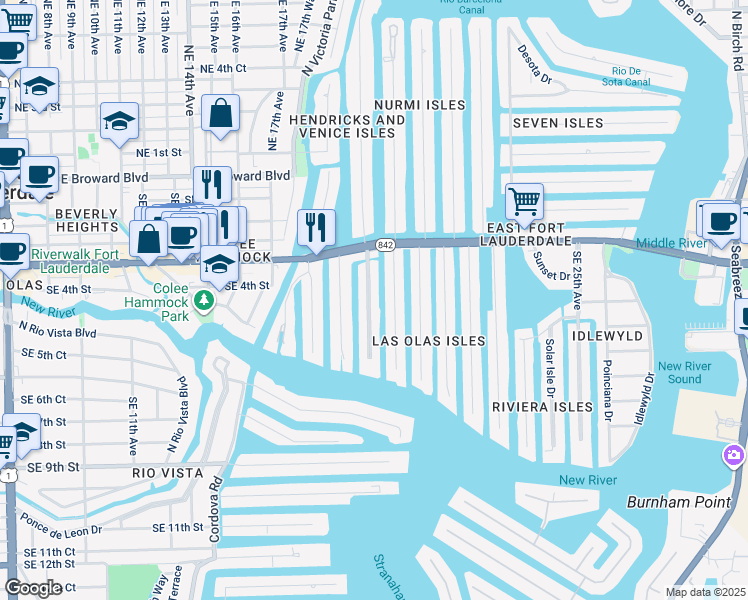 map of restaurants, bars, coffee shops, grocery stores, and more near 411 Lido Drive in Fort Lauderdale