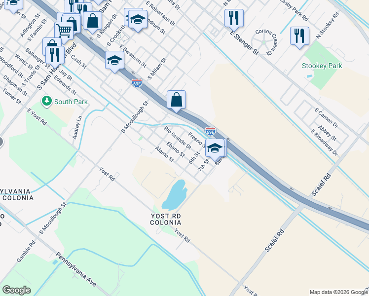 map of restaurants, bars, coffee shops, grocery stores, and more near 1250 Rio Grande St in San Benito