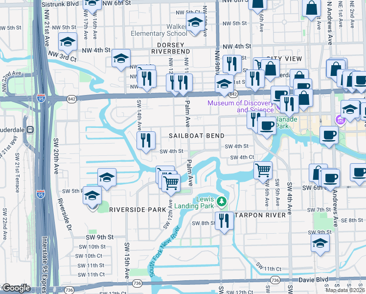map of restaurants, bars, coffee shops, grocery stores, and more near 316 Seminole Avenue in Fort Lauderdale