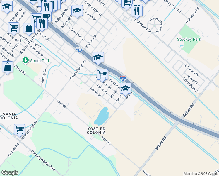 map of restaurants, bars, coffee shops, grocery stores, and more near 1250 Rio Grande St in San Benito