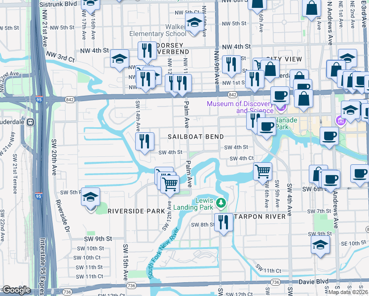 map of restaurants, bars, coffee shops, grocery stores, and more near 316 Seminole Avenue in Fort Lauderdale