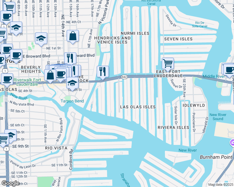 map of restaurants, bars, coffee shops, grocery stores, and more near 408 Bontona Avenue in Fort Lauderdale