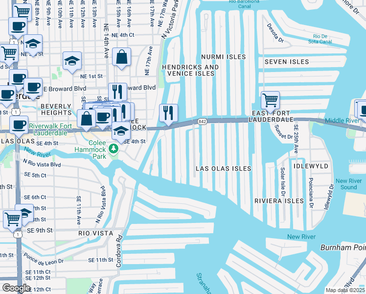map of restaurants, bars, coffee shops, grocery stores, and more near 408 Bontona Avenue in Fort Lauderdale