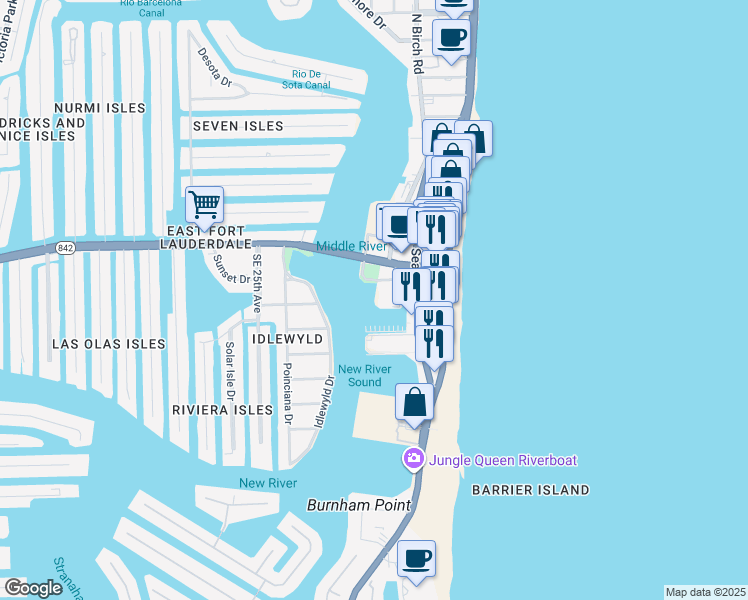 map of restaurants, bars, coffee shops, grocery stores, and more near in Fort Lauderdale