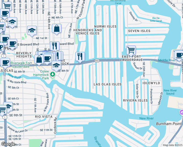 map of restaurants, bars, coffee shops, grocery stores, and more near 408 Bontona Avenue in Fort Lauderdale