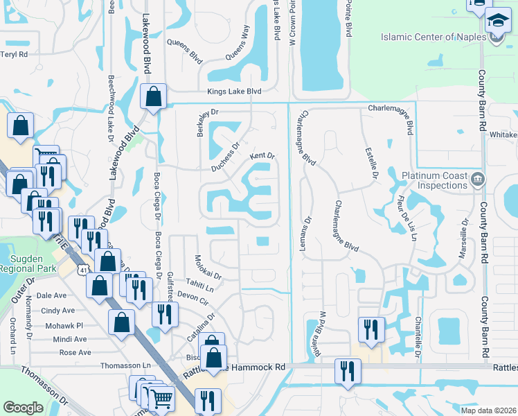 map of restaurants, bars, coffee shops, grocery stores, and more near 5230 Tudor Court in Naples