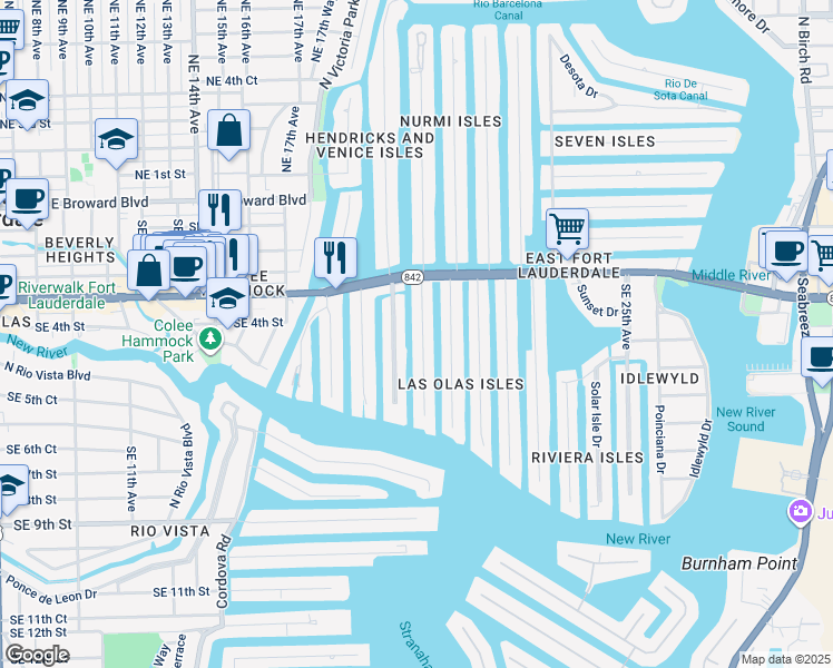 map of restaurants, bars, coffee shops, grocery stores, and more near 411 Lido Dr in Fort Lauderdale