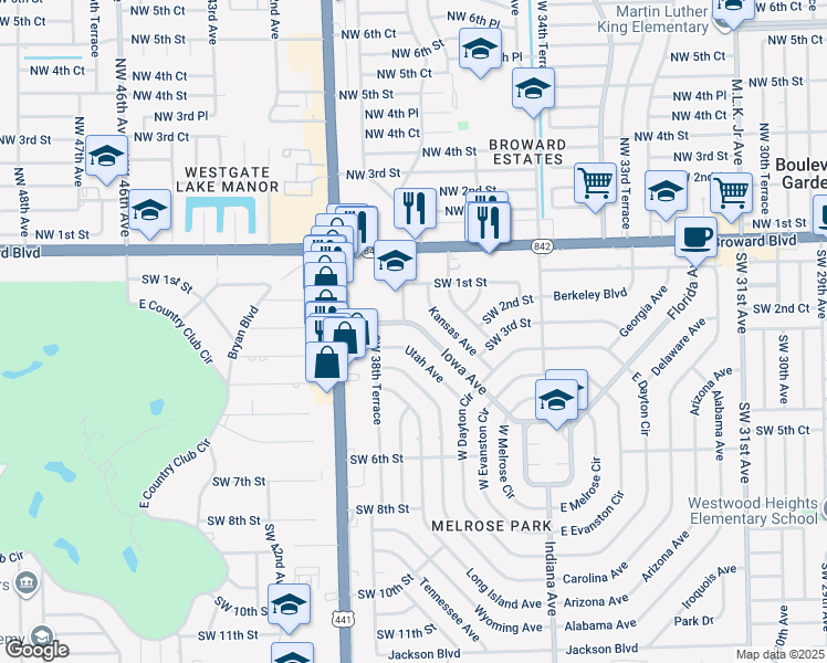 map of restaurants, bars, coffee shops, grocery stores, and more near 233 Iowa Avenue in Fort Lauderdale